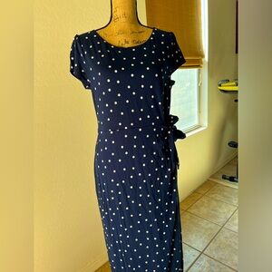 Boden blue and white polka dot dress